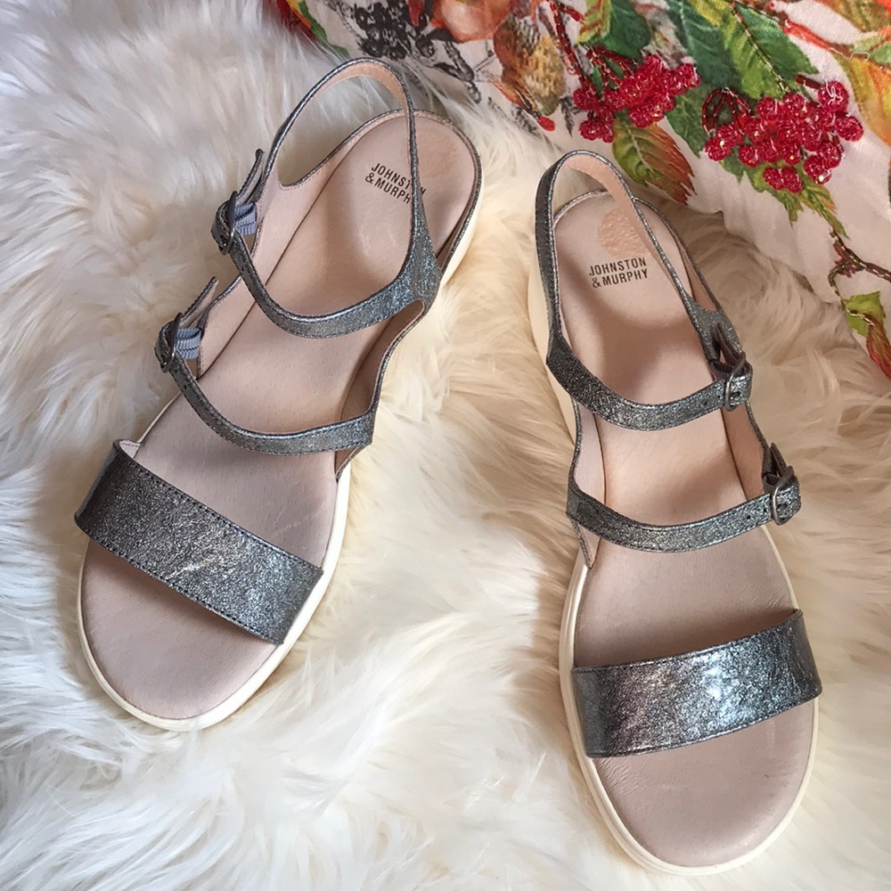 Johnston & Murphy silver sandals